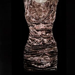 Guess Velvet Mini Dress in Brown and Pink